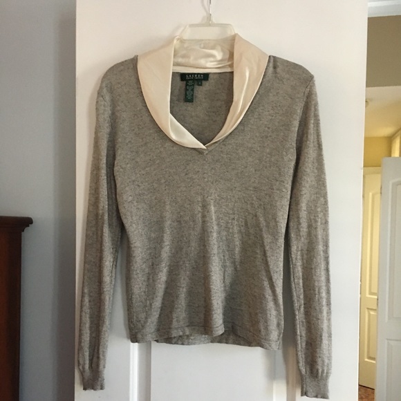 Ralph Lauren Sweater with Silk Collar - Picture 1 of 4